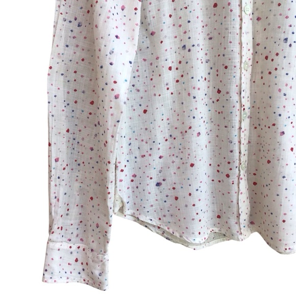 Anthropologie Meadow Rue Multicolor Spotted Long Sleeve Button Down Shirt - Picture 3 of 7